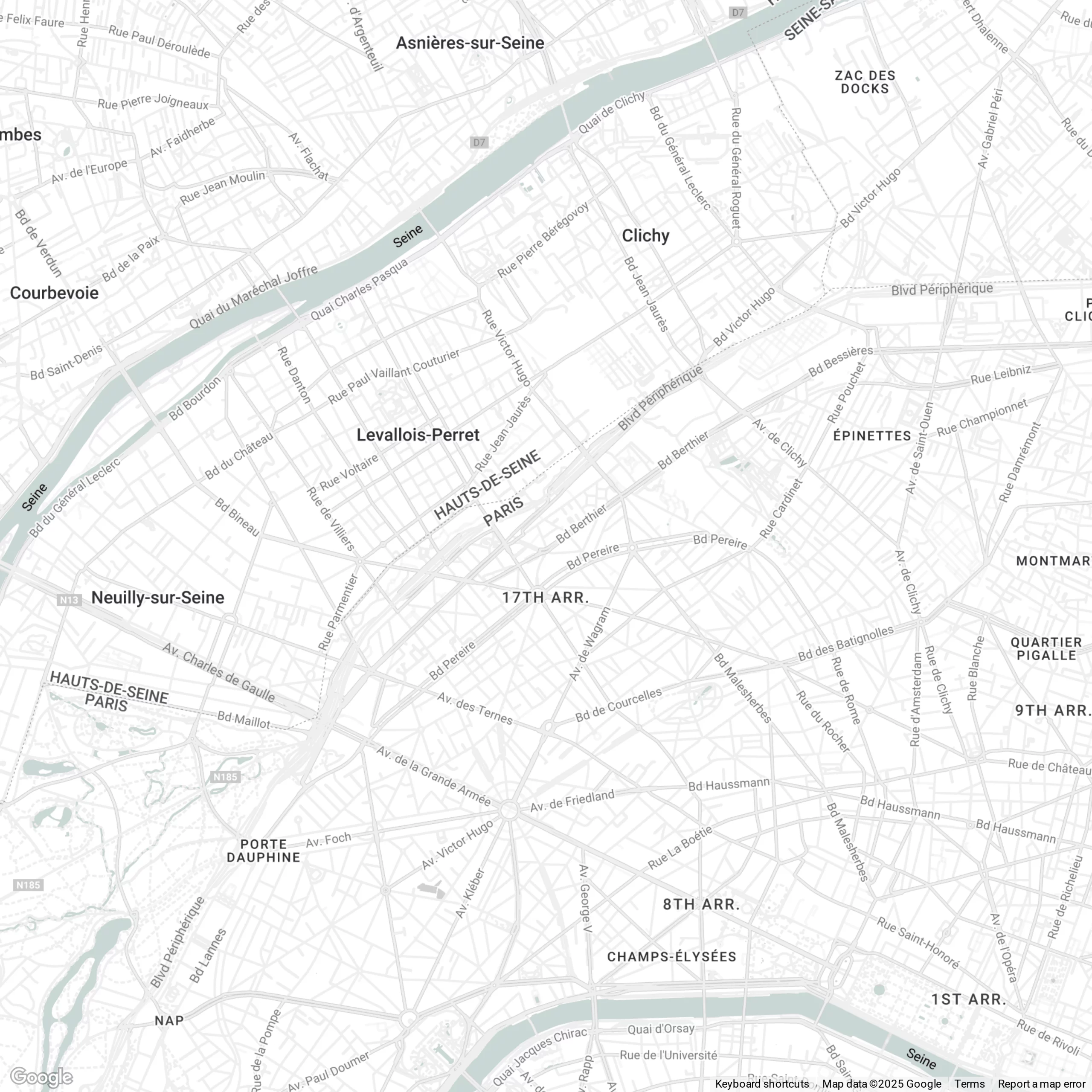 Carte du 17ᵉ arrondissement de Paris illustrant la zone d’intervention de Providence Immobilier, agence de gestion locative locale.